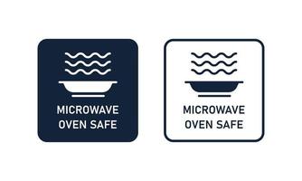 Microwave safe line icon set. Vector