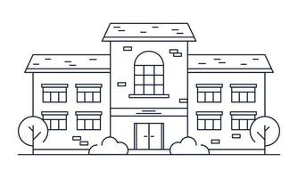 Building line art. Hospital, school, social house. Vector illustration