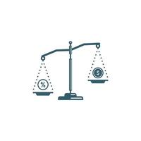 Percent and money scales icon. Salary and benefit balance concept.  Vector