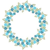 corona redonda, marco de pequeñas flores azules. diseño para invitación de boda, tarjeta de felicitación de cumpleaños. aniversario. vector