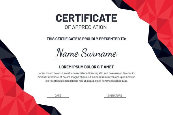 Certificate of appreciation award design templates