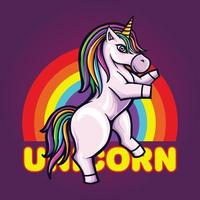 Cute unicorn pony rainbow Illustrations. vector