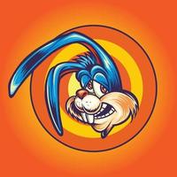 Flying Funny Rabbit Head Mascot Illustrations vector