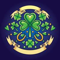 St patricks clover day with vintage ribbon vector