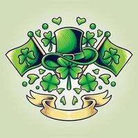 Happy st patricks flag with vintage banner vector