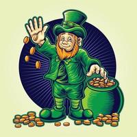 feliz día de san patricio con ilustraciones de vectores de ollas de dinero para su logotipo de trabajo, camiseta de mercadería de mascota, diseños de pegatinas y etiquetas, afiche, tarjetas de felicitación que anuncian empresas comerciales o marcas.