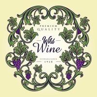 Luxury vintage wine floral label Vector illustrations for your work Logo, mascot merchandise t-shirt, stickers and Label designs, poster, greeting cards advertising business company or brands.