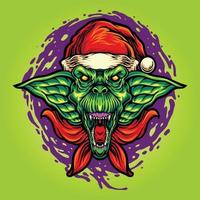 Scary Goblin Christmas Hat Mascot Illustrations vector