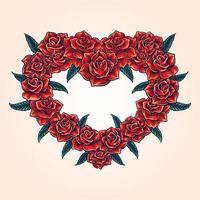 Heart shape flower red rose Valentine Vector Illustrations