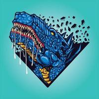 ilustraciones del logotipo de la mascota de la cabeza de dinosaurios azules t-rex vector