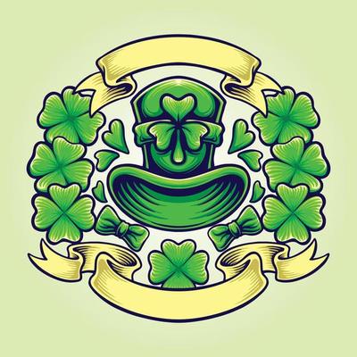 St patricks clover day with vintage banner Illustrations