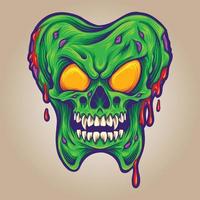 dientes zombis con ilustraciones vectoriales goteantes de sangre para el logotipo de su trabajo, camiseta de mercadería de mascota, diseños de pegatinas y etiquetas, afiche, tarjetas de felicitación que anuncian empresas comerciales o marcas. vector
