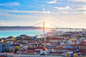 Lisbon panoramic view from Saint George Castle Sao Jorge lookout photo