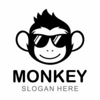 cool monkey face logo wearing glasses vector