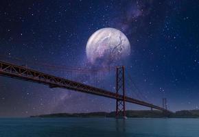 Lisbon, Portugal, 25 of April bridge over Tagus River photo