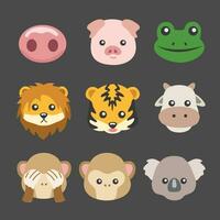 vector cartoon pig frog lion tiger cow koala monkey