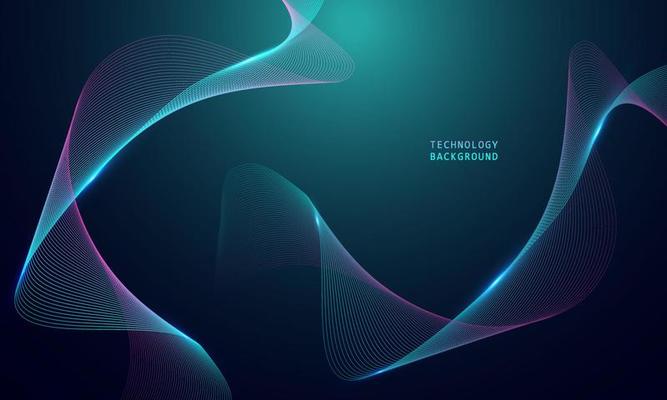 abstract wave technology background with blue light smooth and flow.