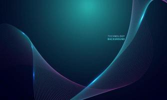 abstract wave technology background with blue light smooth and flow. vector