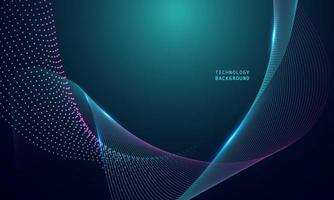 abstract wave technology background with blue light smooth and flow. vector