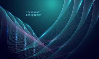 abstract wave technology background with blue light smooth and flow. vector