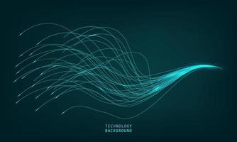 abstract wave technology background with blue light smooth and fiber optics . vector