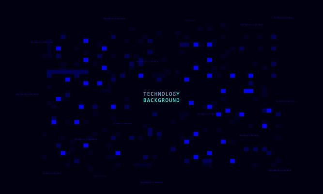 Abstract technology concept particle connection background with blue lights.