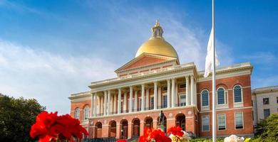 Massachusetts Old State House in Boston historic city center, located close to landmark Beacon Hill and Freedom Trail photo