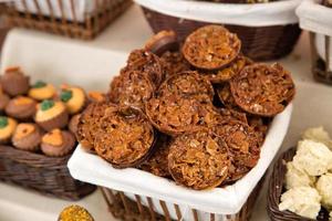 Street food market near Barcelona Cathedral in Las Ramblas in Spain photo