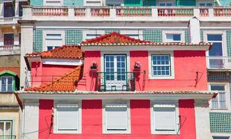 Typical architecture and colorful buildings of Lisbon historic center photo