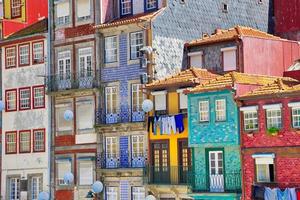 Beautiful and colorful Porto Streets near Rio Douro photo