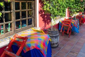 Mexico, architecture, colonial streets, cafes and restaurants of Cabo San Lucas in historic center photo