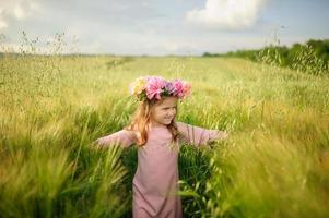 Happy family in the field photo