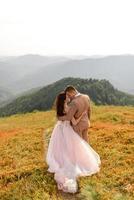 bride and groom. Photo shoot in the mountains.