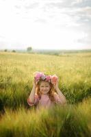 Happy family in the field photo