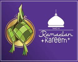 islamic greeting ramadan kareem card design background with beautiful lanterns and crescent vector