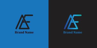 logotipo de letra a y e sobre fondo negro y azul vector