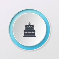 icono de logotipo de diseño digital de pastel de cumpleaños de color blanco de botón de reproducción foto