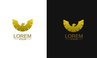 Template logo eagle spread wing golden color vector