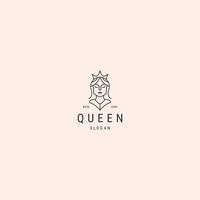 Queen line style logo icon design template flat vector