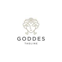 Goddess Greek Beauty Line Logo  Icon Design Vector