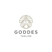 Goddess Greek Beauty Line Logo  Icon Design Vector