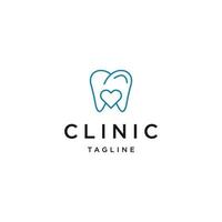 plantilla de diseño de icono de logotipo de línea de clínica dental de amor vector