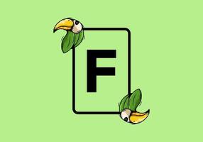 Green bird with F initial letter vector