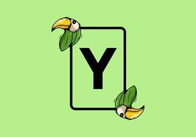 Green bird with Y initial letter vector