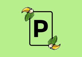 pájaro verde con letra inicial p vector