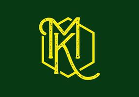 Green yellow of MK initial letter text vector