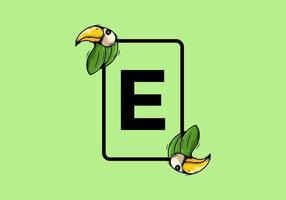 Green bird with E initial letter vector