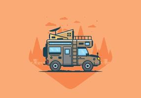 Strong big camper van camping illustration vector