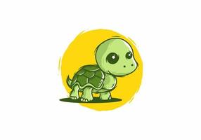 Green yellow walking turtle illustration
