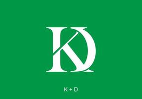 verde blanco de la letra inicial kd vector